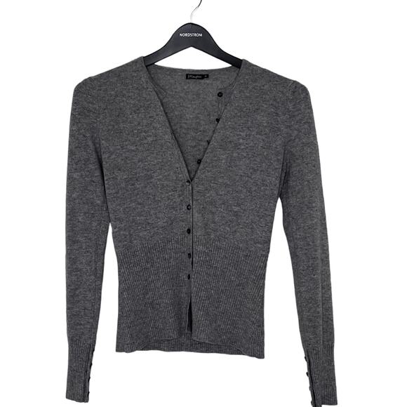 J. McLaughlin Gray 100% Cashmere Button Front Long Sleeve Sweater Women's XS - Picture 1 of 12